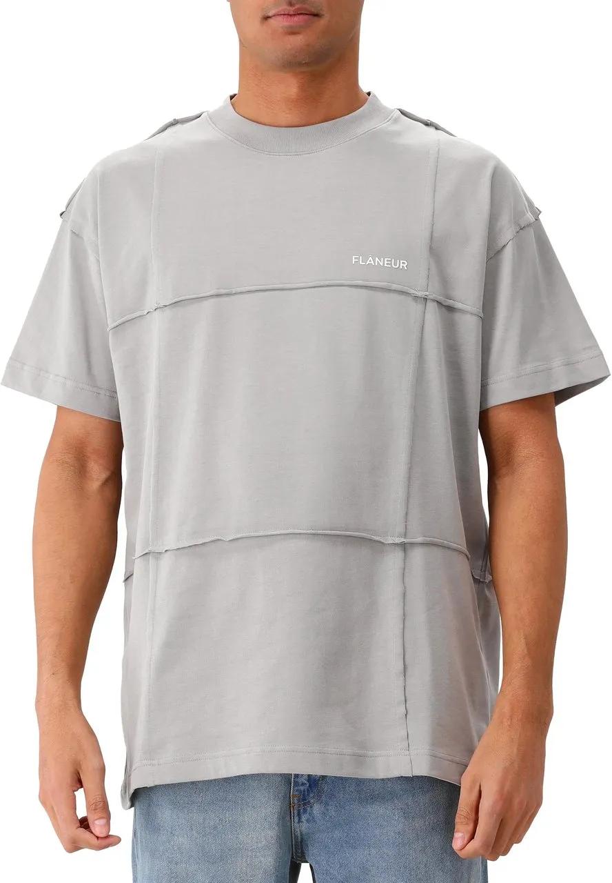 Thumbnail - Flâneur - Flaneur T-Shirt Grijs Cut And Sew - Größe XL - grau