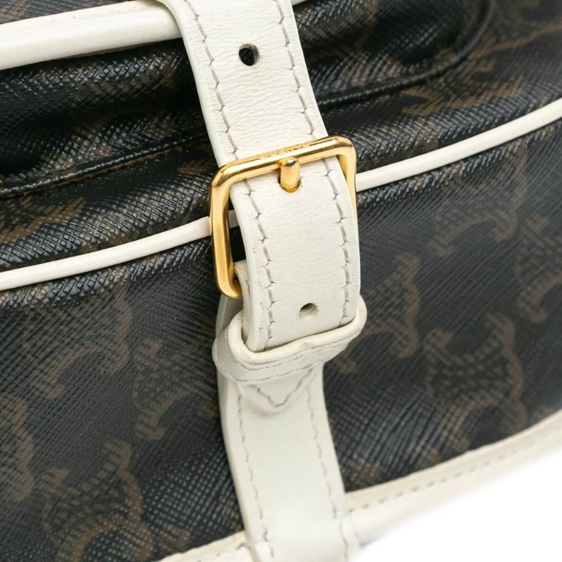 Celine Schultertasche Medium Triomphe Coated Canvas Folco Crossbody braun