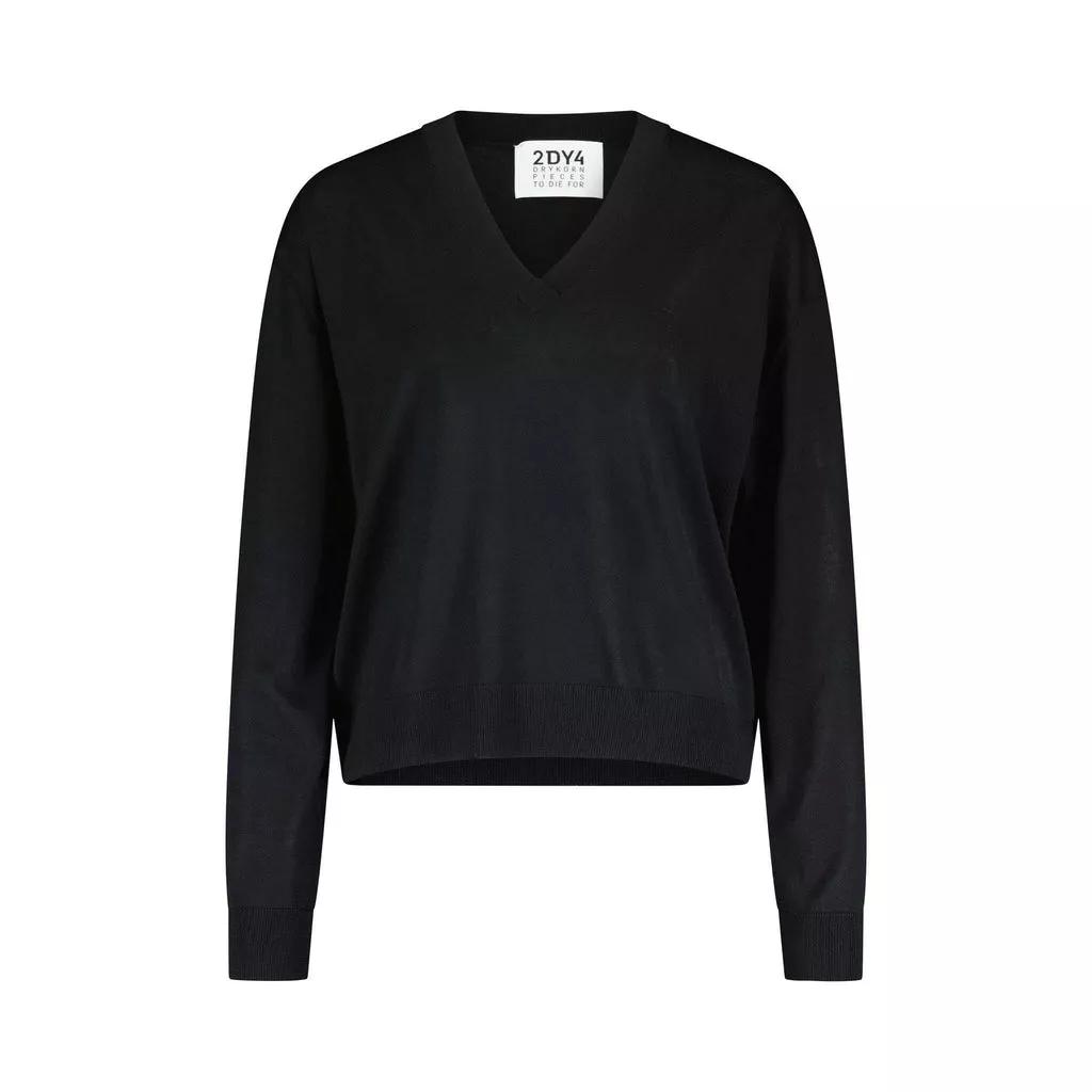 Thumbnail - DRYKORN - Strickpullover Karaja mit V-Auschnitt - Größe S - black