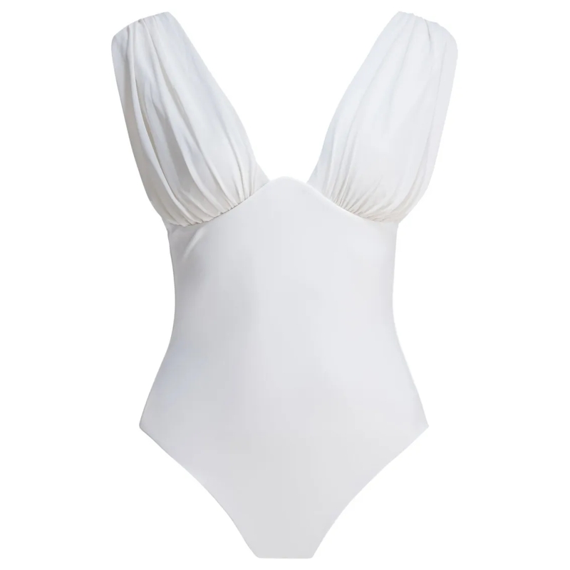 Zimmermann  Draped One-Piece Swimsuit White