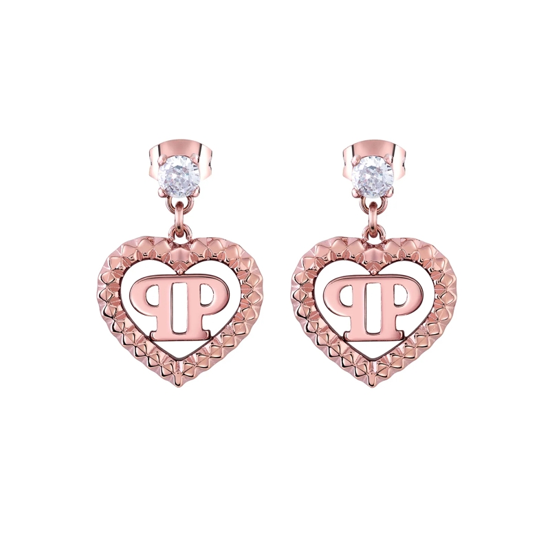 Philipp Plein Ohrstecker Ohrringe Plein Rocked Heart rosa