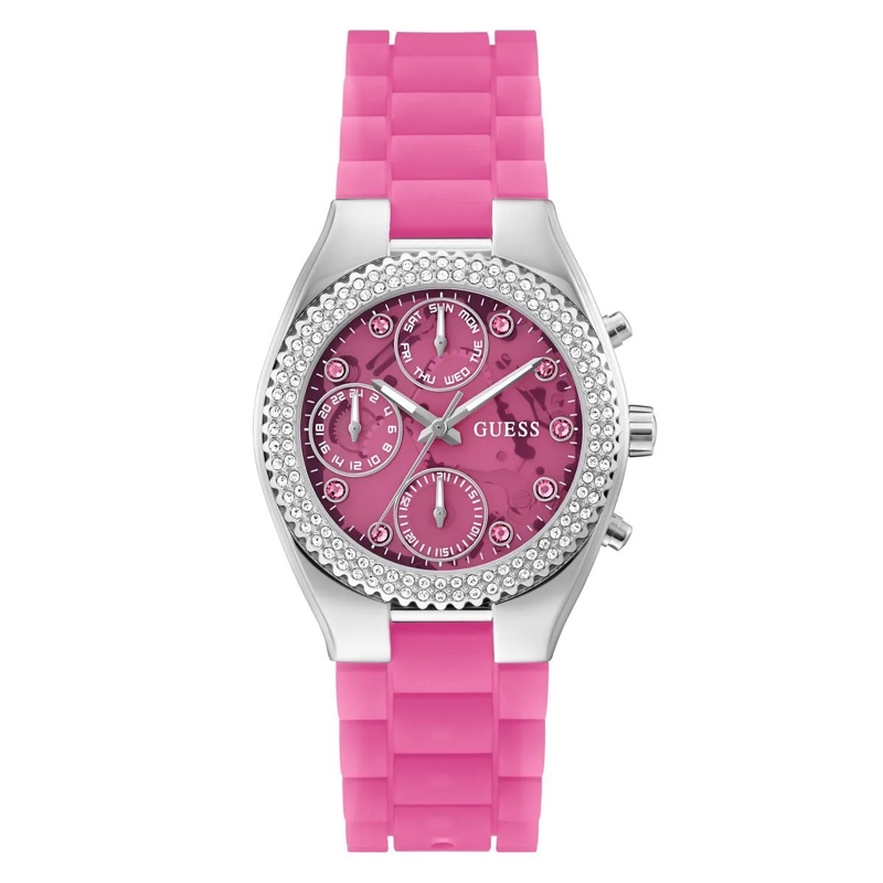 Guess Automatikuhr Quarz-Analoguhr Sparkling Pink pink