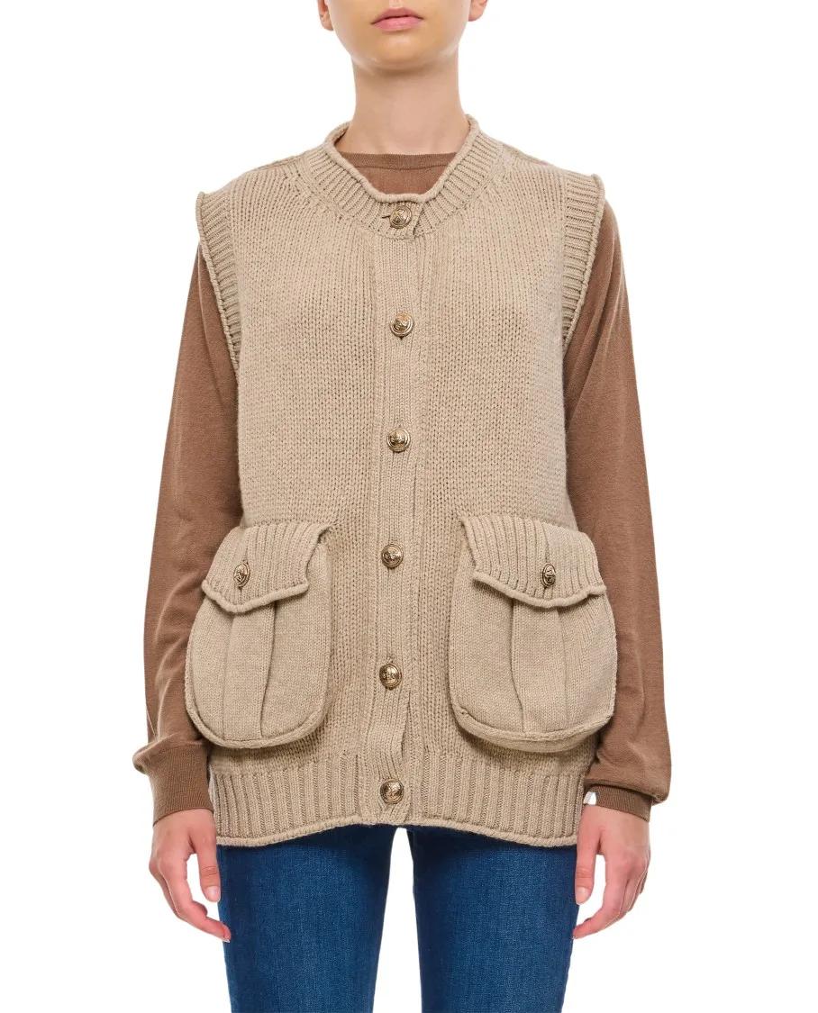 Barrie - Cashmere Cardigan Vest - Größe S - beige