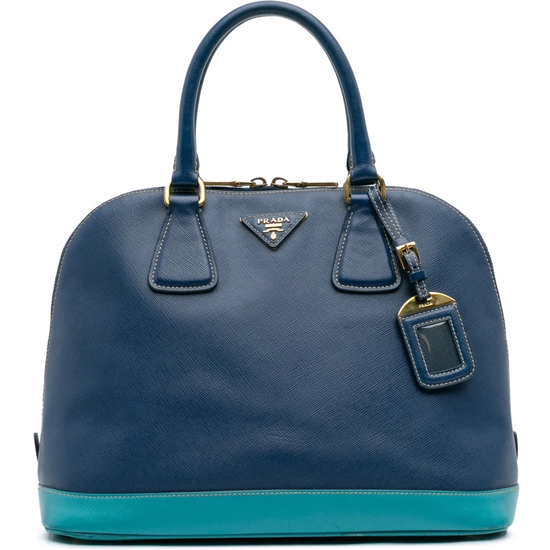 Prada Fourre-tout Bicolor Saffiano Lux Promenade Dome Handbag blau