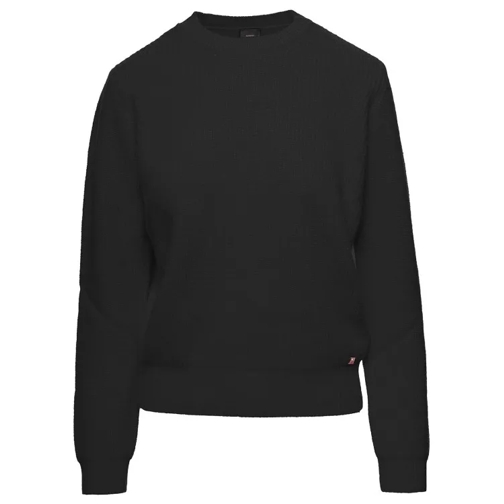 Pinko Black Crewneck Sweater With Logo Patch In Ribbed W Black 