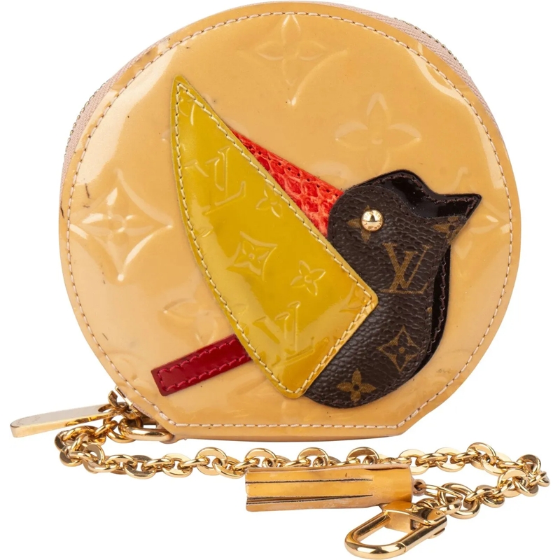 Louis Vuitton Geldbörse Louis Vuitton Limited Vernis Monogram Bird Coin Pu gelb