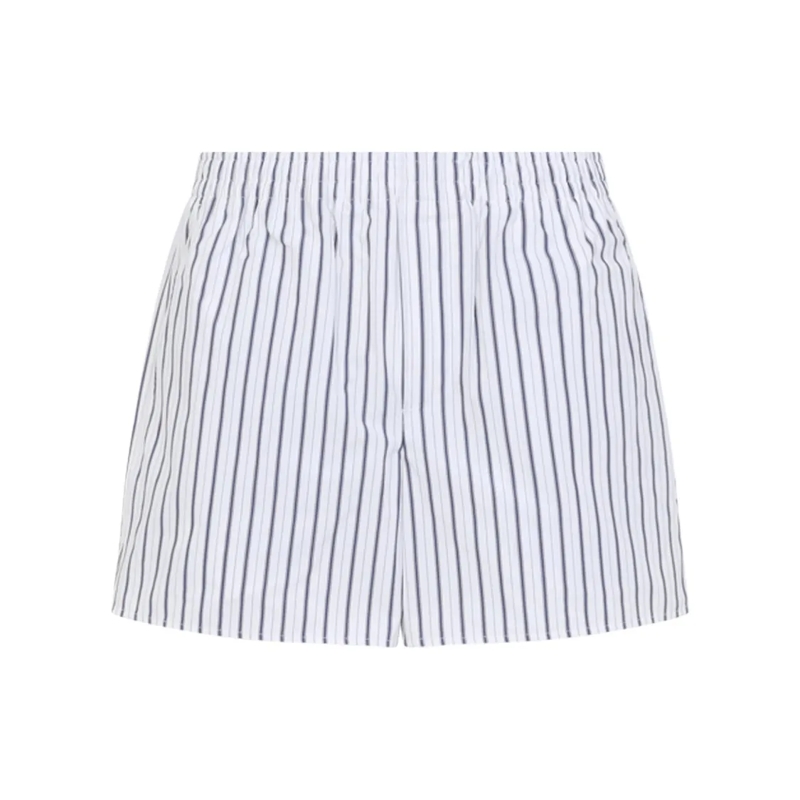 AMI Paris Bermuda Vertical Stripe Bermuda Shorts With Elastic Waistb White