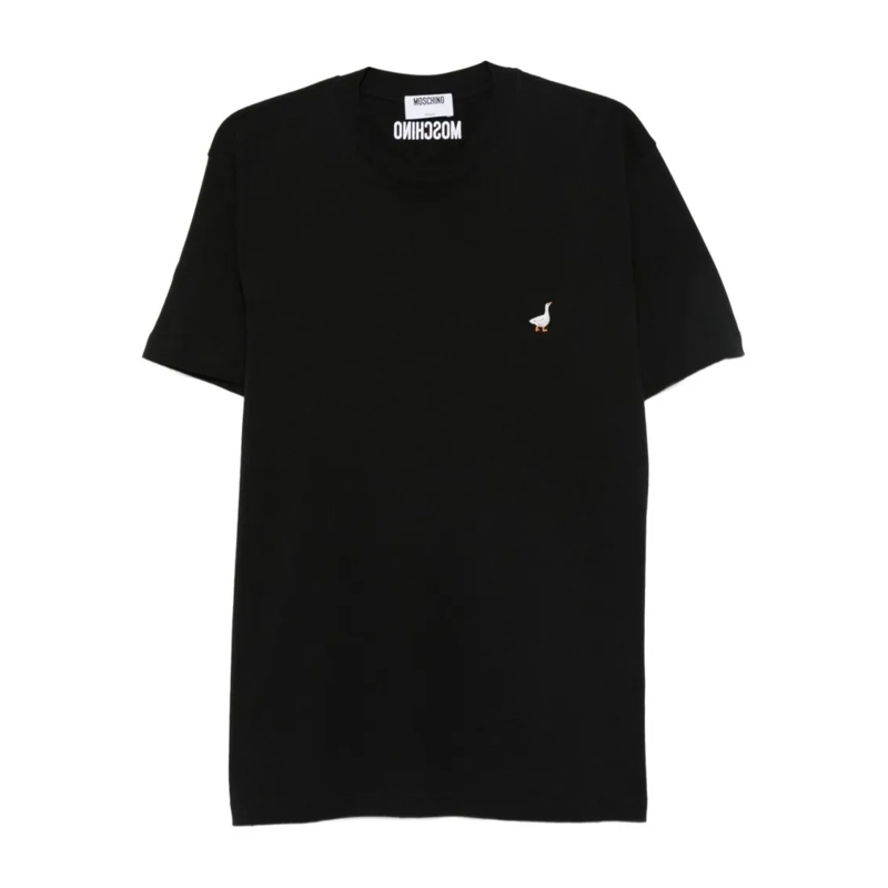 Moschino T-Shirt Cotton T-Shirt With Embroidered Goose Detail Black
