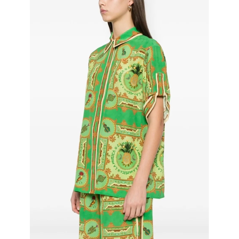 Alemais Hemd Grass Green Silk Shirt Green (Image 3)
