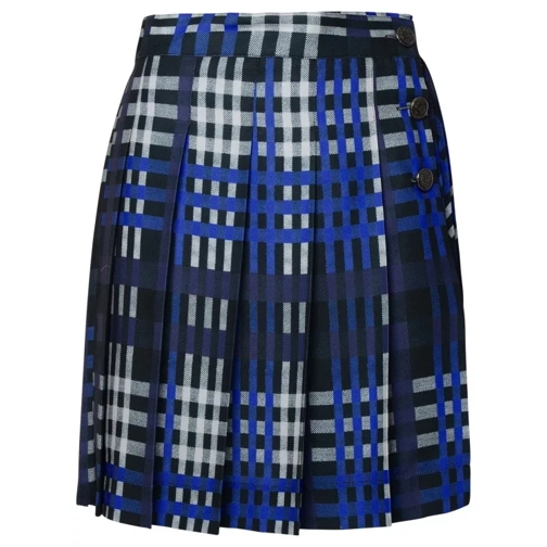 MSGM Two-Tone Polyester Skirt Blue 