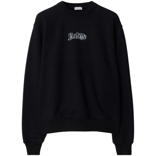 Burberry Pullover Black Cotton Blend Logo Print Sweatshirt Black