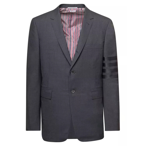 Thom Browne Grey Single-Breasted Jacket With Signature 4 Bar S Grey 