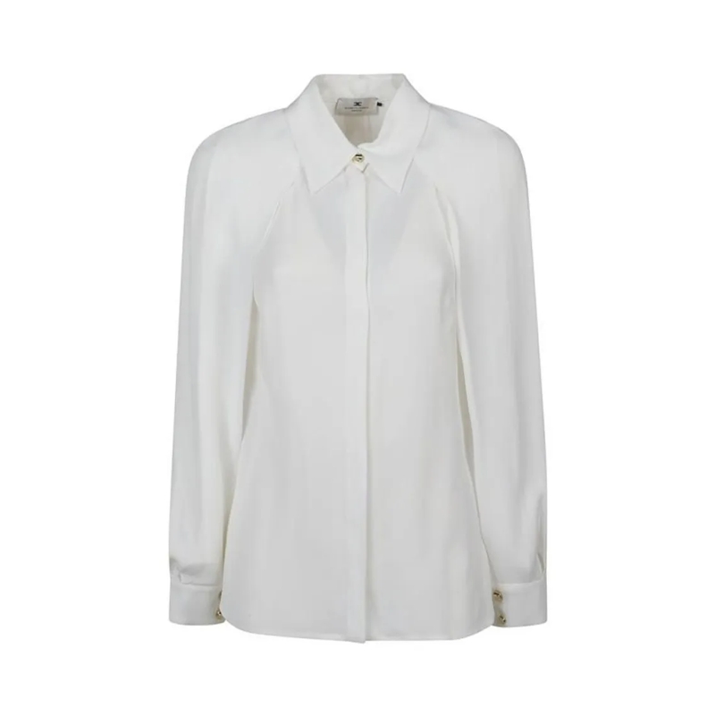 Elisabetta Franchi Chemise Sky Blue Shirt With Classic Collar White
