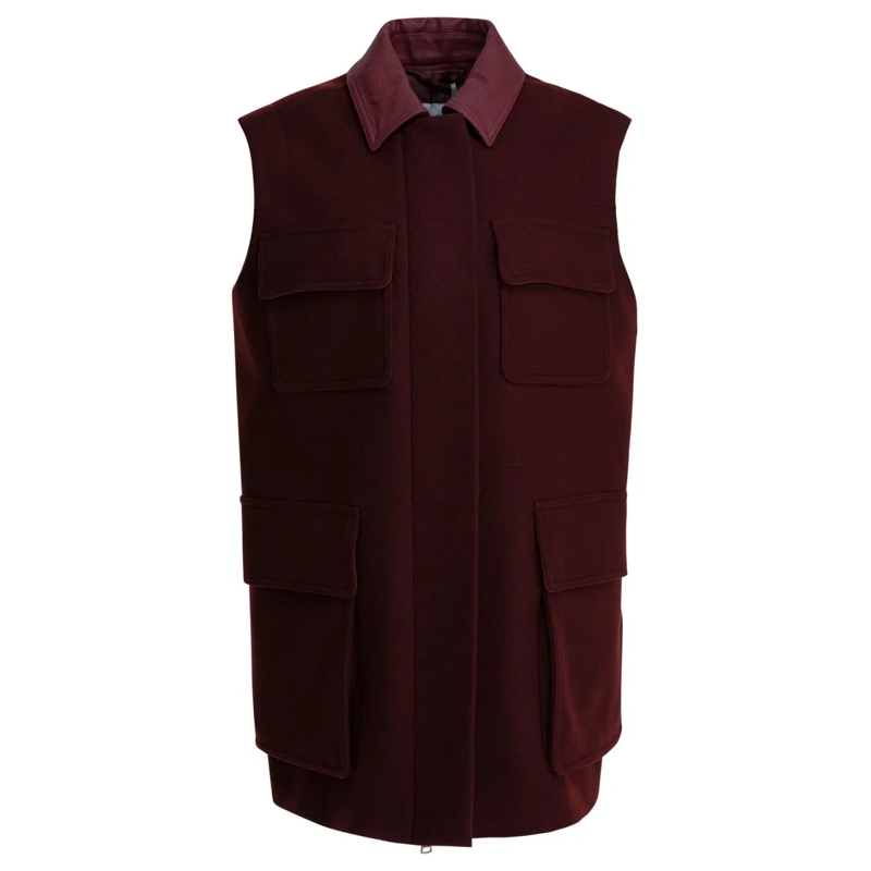 Max Mara Übergangsjacke Sleeveless Jacket In Wool And Alpaca Burgundy