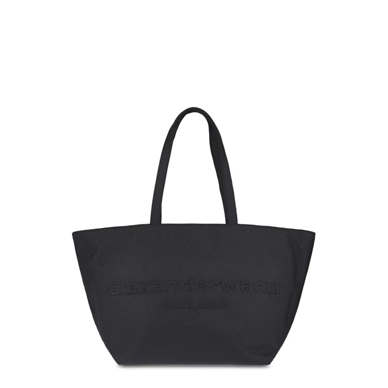 Alexander Wang Fourre-tout Structured Black Tote Bag With Subtle Embossed Log Black