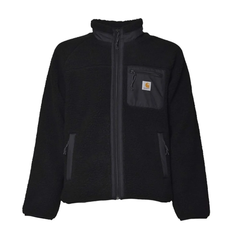 Carhartt Wip  Textured Fleece Jacket With High Collar And Zipper Black
