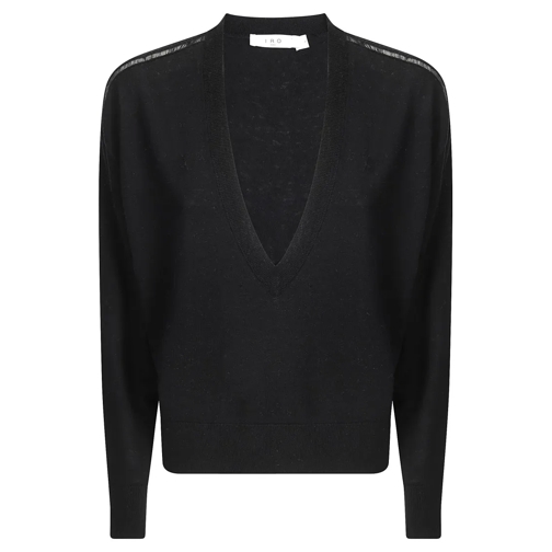 Iro Pullover Deep V-Neck Sweater Black