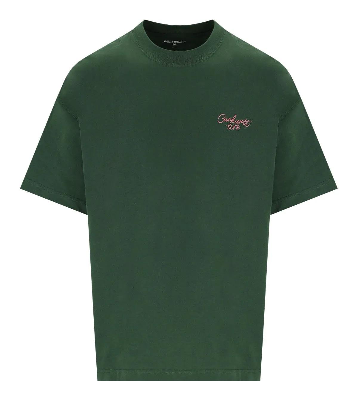 Carhartt Wip - CARHARTT WIP S/S SIGNATURE SCRIPT SYCAMORE TREE T- - Größe L - grün