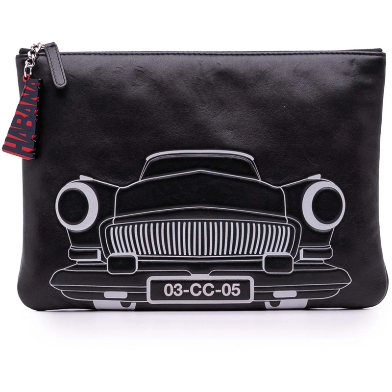 Chanel Pochette Medium Printed Lambskin Cuba La Habana O Case Clut schwarz