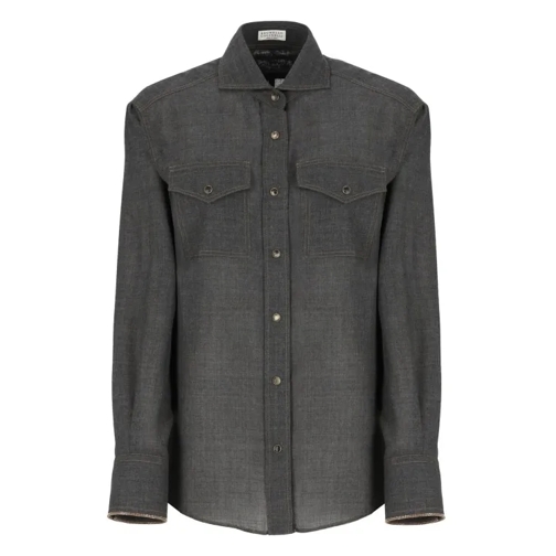 Brunello Cucinelli  Shiny Cuffs Shirt Grey