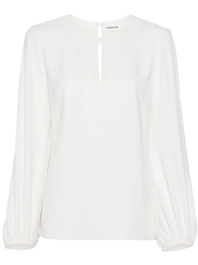 P.A.R.O.S.H. - White Round Collar Shirt - Größe XS - weiß