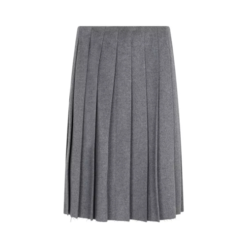 Miu Miu  Gray Wool And Cashmere Pleated Skirt Grey