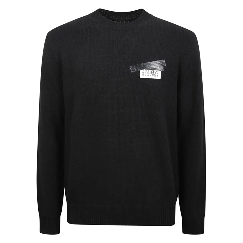 MM6 Maison Margiela Pullover Crewneck Sweater With Signature Patch Black