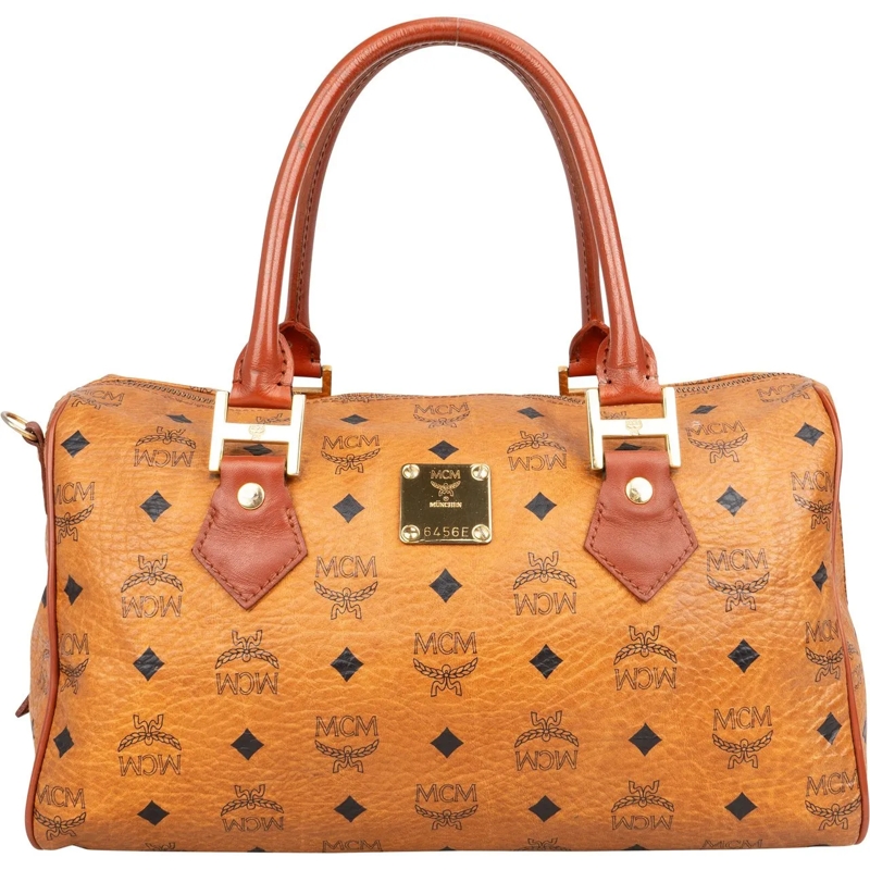 MCM Tote MCM Visetos Monogram Boston Handbag braun