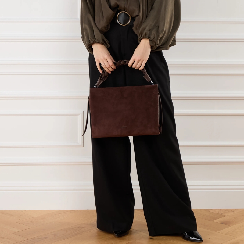 Coccinelle Satchel Boheme Suede Bimaterial Brunette/Brunet(Image 3)
