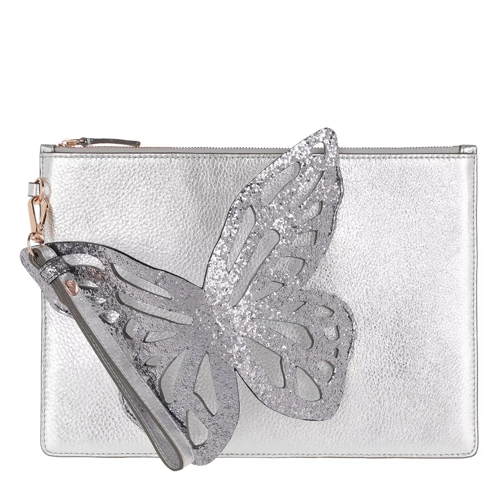 Sophia Webster Butterfly Pochette Silver Glitter Wristlet