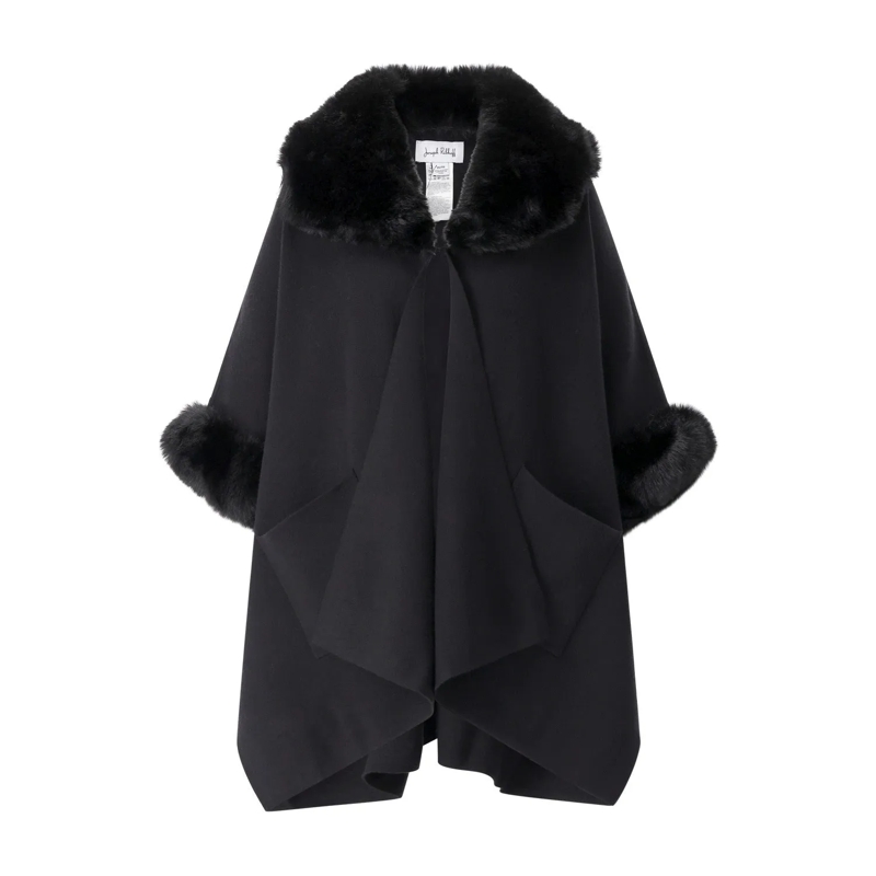 Joseph Ribkoff Vest Poncho mit Kunstfell Schwarz