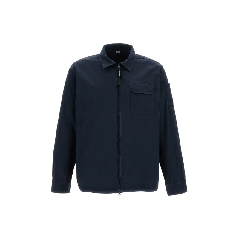 CP Company Overhemd Organic Gabardine Overshirt With Classic Collar Blue