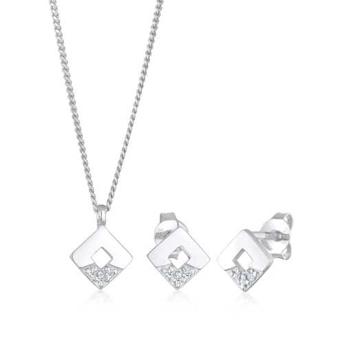 Elli Schmuckset Diamanten (0.045 ct) Geo Design 925 Sil silber 