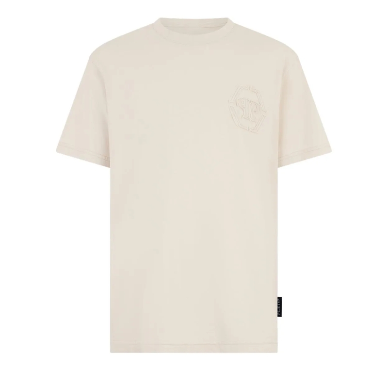 Philipp Plein T-Shirt Round Neck T-Shirt Raw Edge Monogram Monogram beige