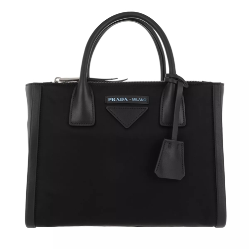 Prada Concept Handle Bag Leather/Fabric Black Crossbody Bag
