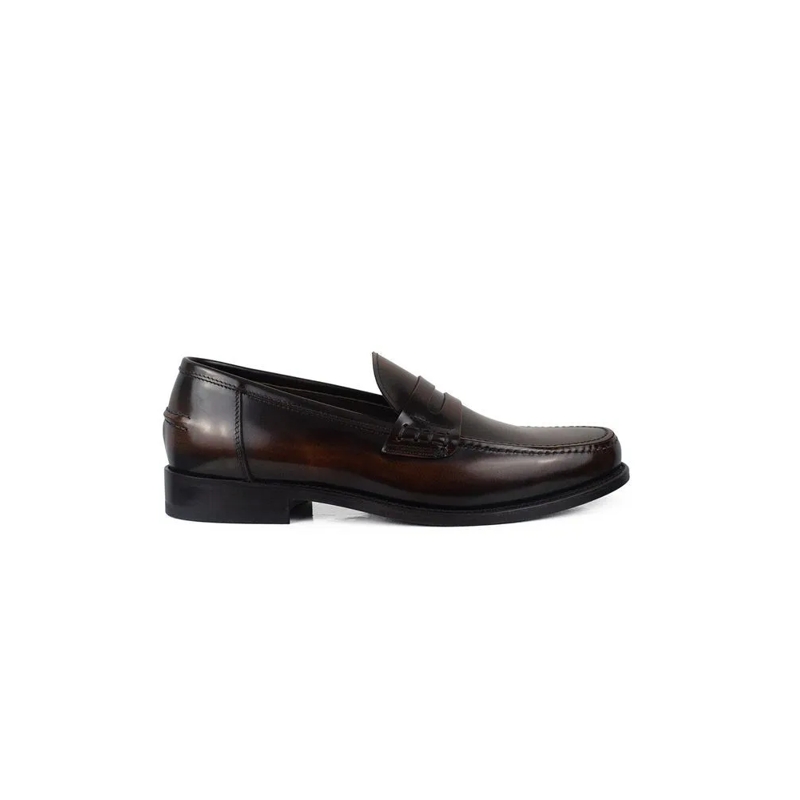 Alberto Mocassin Brown Calfskin Leather Loafers Black