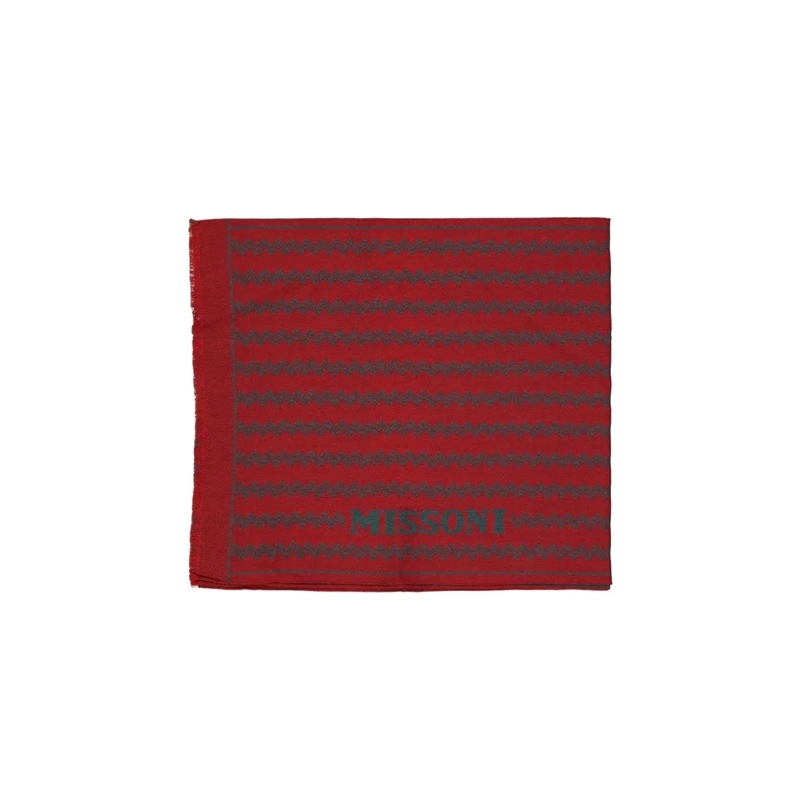 Missoni Écharpe légère Zigzag Pattern Wool Scarf With Fringe Finish Red