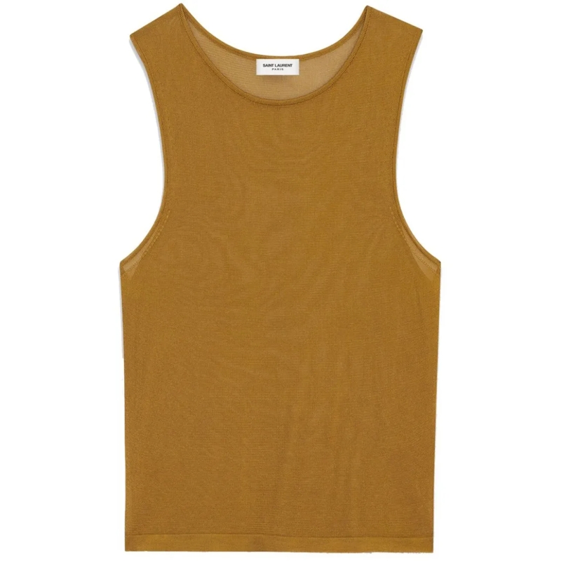 Saint Laurent Blouse Sleeveless Relaxed-Fit Top In Viscose Brown