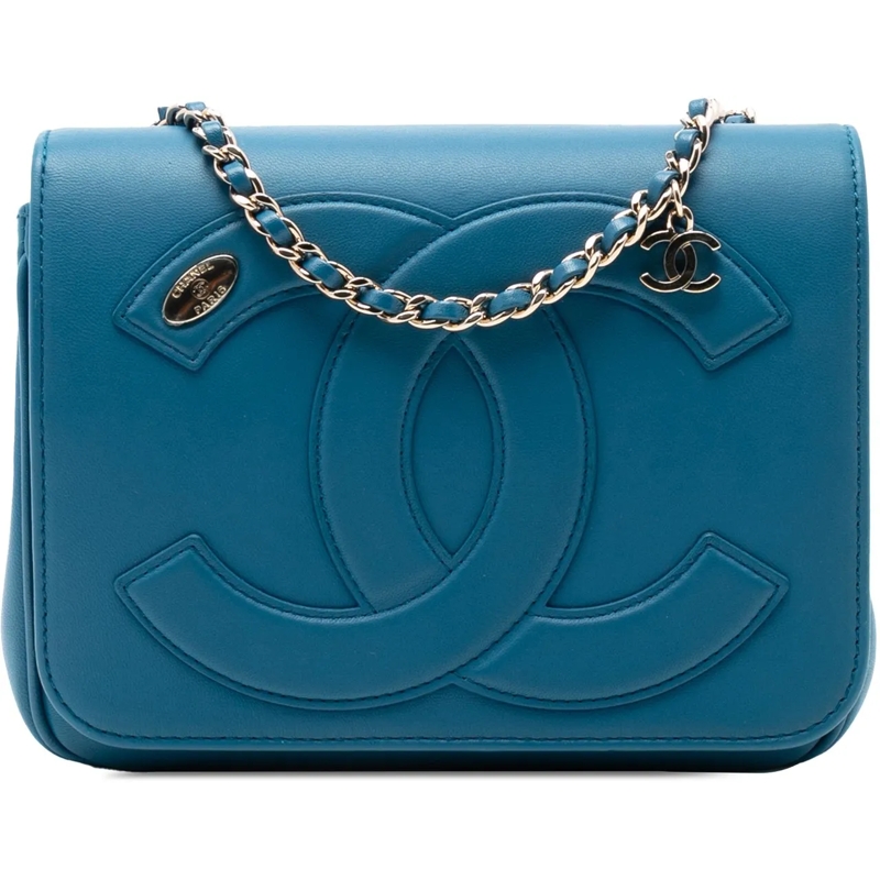 Chanel Schultertasche Lambskin CC Mania Flap blau