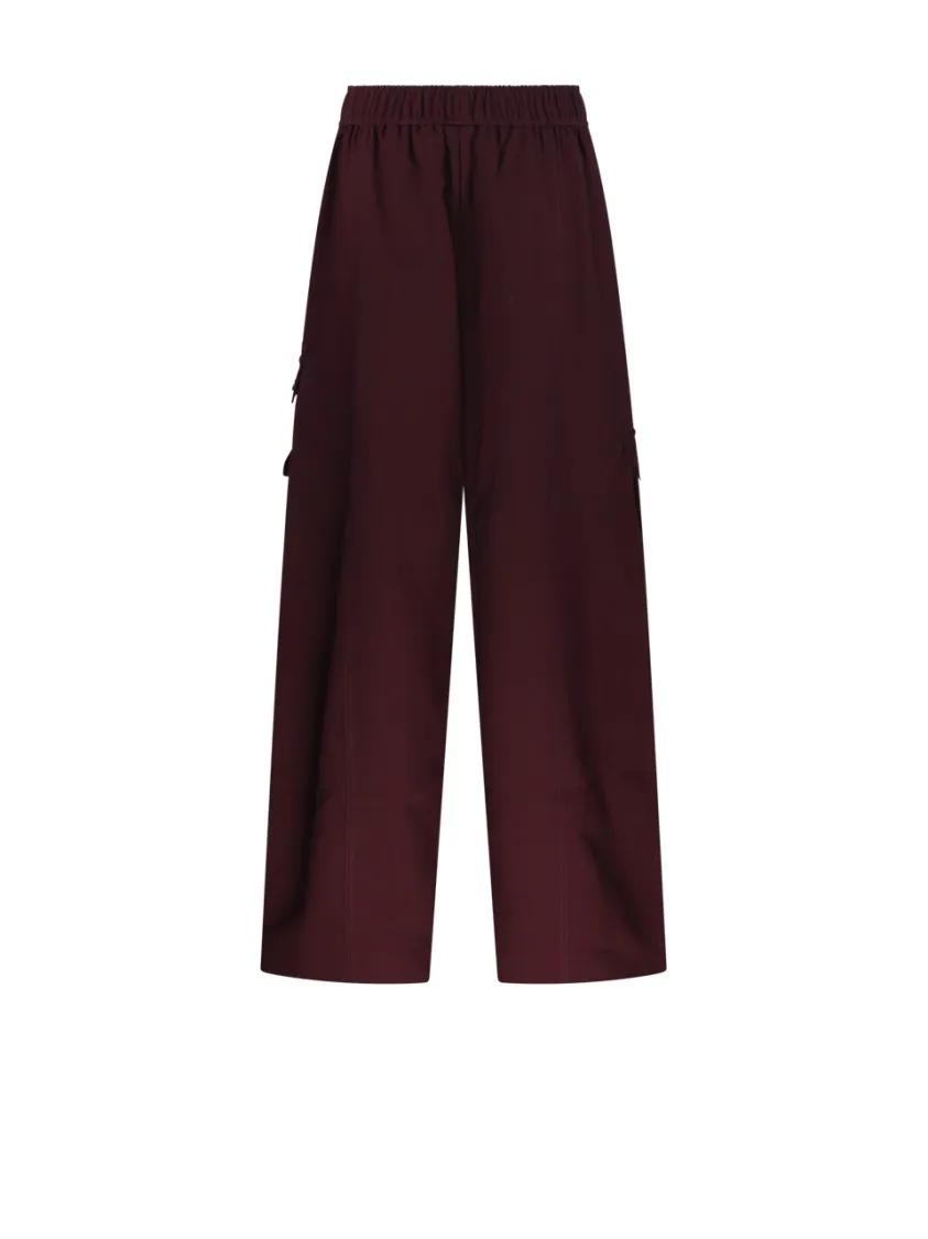 パンツ Ganni Burgundy Wide-Leg Utility Pants With Elasticated GANNI Burgundy Wide-Leg Utility Pants With Elasticated W