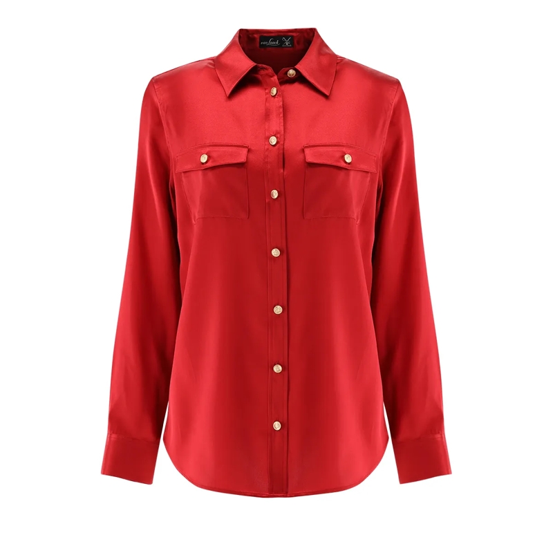 VAN LAACK Bluse Bluse Modern Fit Uni rot