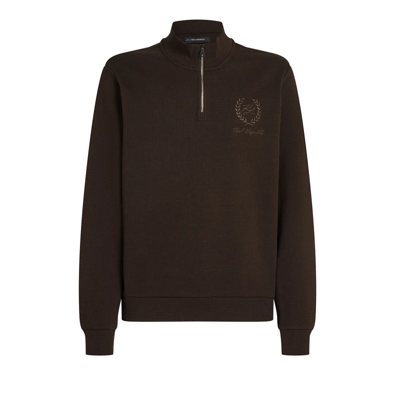 Karl Lagerfeld T-Shirt Loungewear-Sweatshirt mit Wappen kaffeebraun