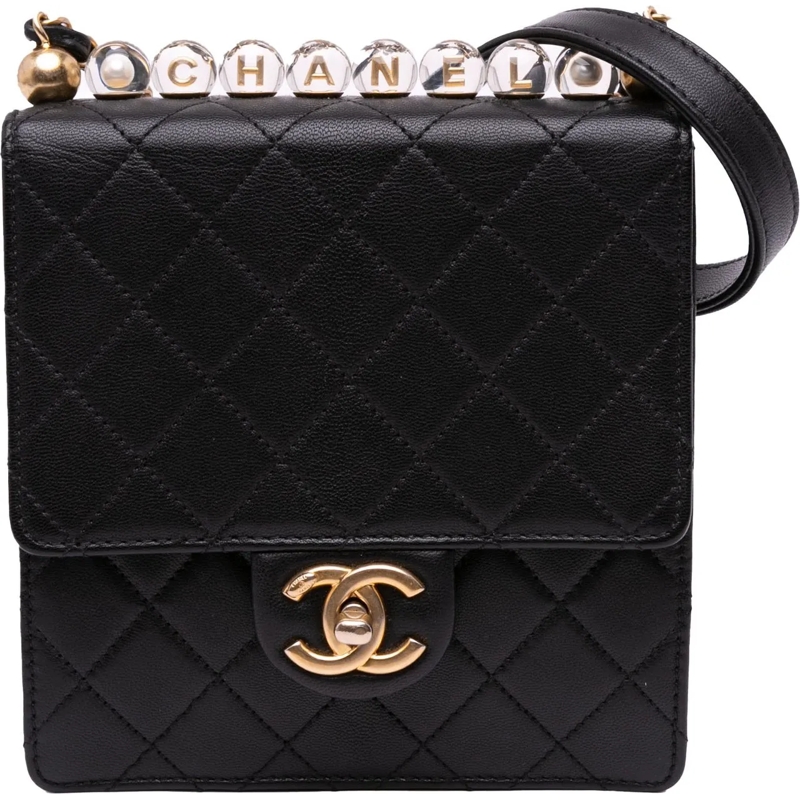 Chanel Sac à bandoulière Small Lambskin Chic Pearls Flap schwarz