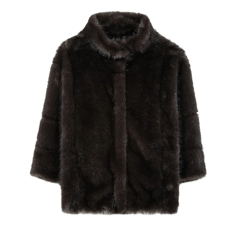 Luisa Cerano jas Jacke in Fell-Optik truffle