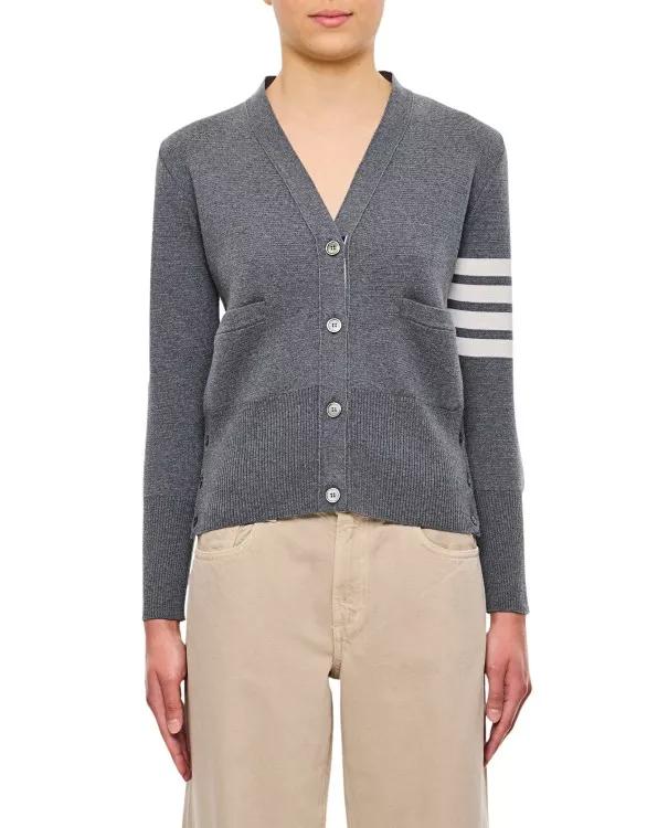 Thom Browne - Milano Classic V Neck Cardigan - Größe 38 - gray