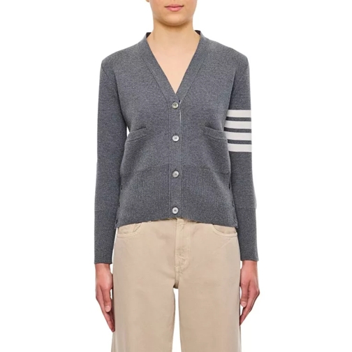 Thom Browne Milano Classic V Neck Cardigan Grey 