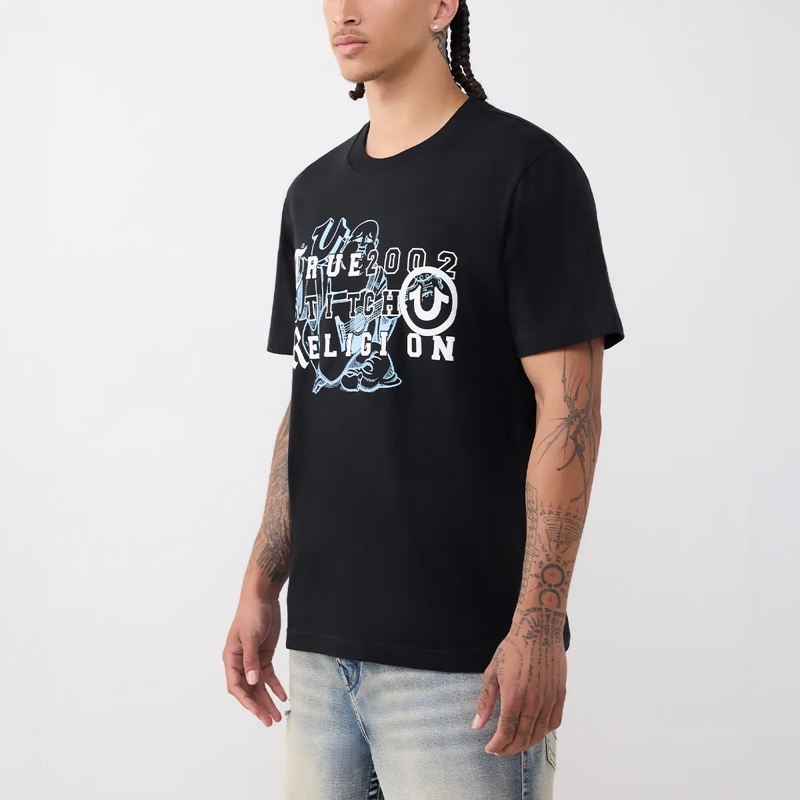 True Religion T-Shirt - T-Shirt- Übereinander angeordnete Logos auf Fro schwarz(Image 3)