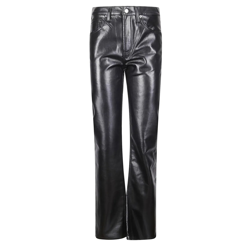 Agolde Jeans Recycled Leather Kick Boot With Modern Silhouette Black