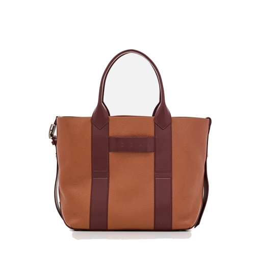 Hogan Fourre-tout Medium Script Leather Shopping Bag Brown