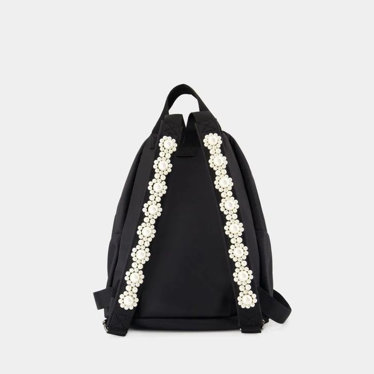 【関税込み】Bow Front Backpack - Simone Rocha - Nylon - Blac Simone Rocha Bow Front Backpack - Nylon - Black Black | Rugzak
